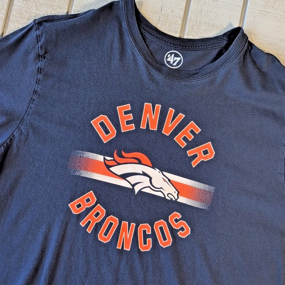 47 Brand‎ Denver Broncos T-Shirt Women's Size XXL Blue Cotton Short Sleeve Shirt - Picture 1 of 7